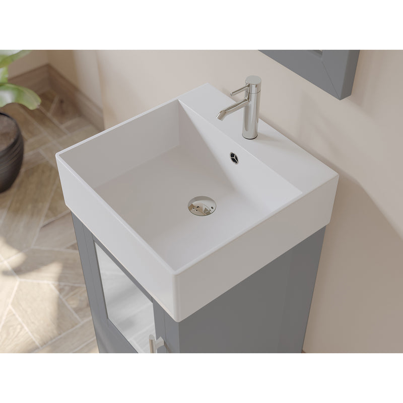 18 Inch Gray Wood and Porcelain Vessel Sink Vanity Set – 8137G