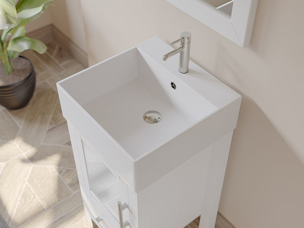 18 Inch White Wood and Porcelain Vessel Sink Vanity Set – 8137W