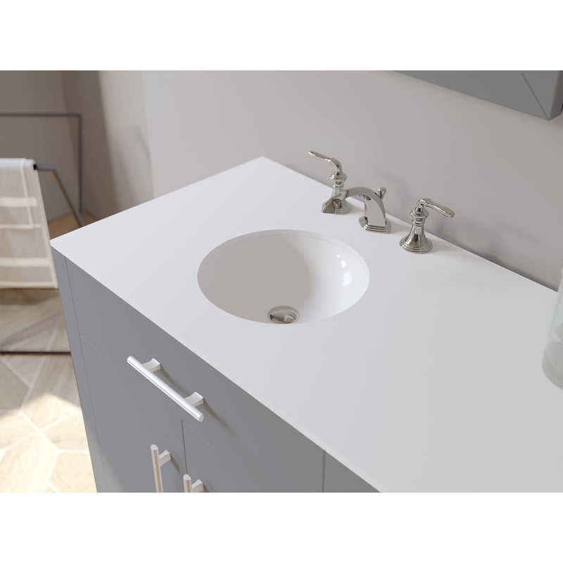 72 inch Gray Wood and Porcelain Double Basin Sink Vanity Set – 8162G