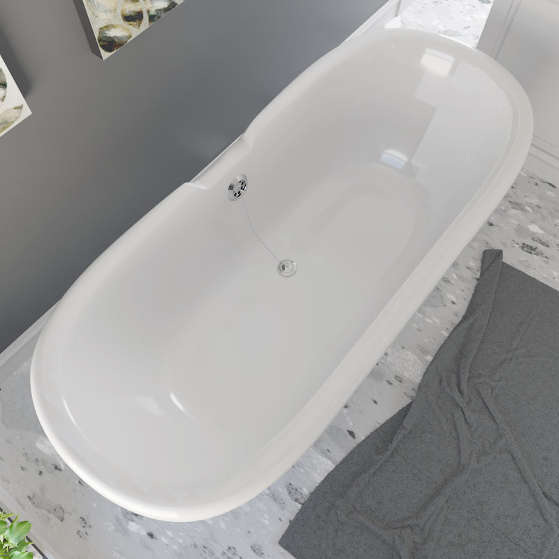 69 Inch Mineral Composite Double Ended Tub with Lion Paw Feet – ES-DE69-NH