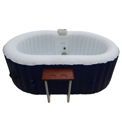Oval Inflatable Hot Tub Spa With Drink Tray and Cover - 2 Person - 145 Gallon - Dark Blue