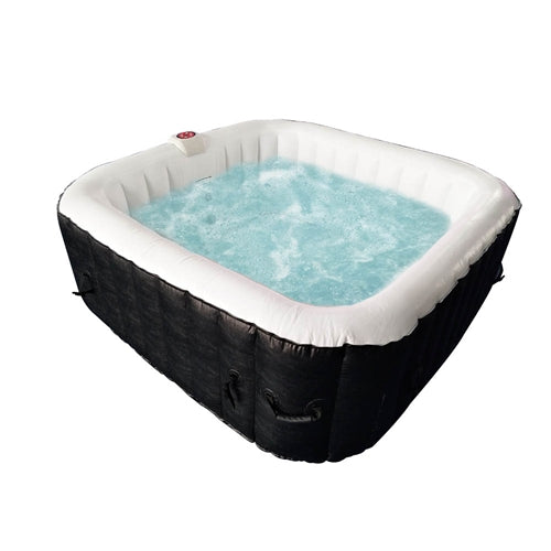 Square Inflatable Hot Tub Spa With Cover - 6 Person - 250 Gallon - Black and White