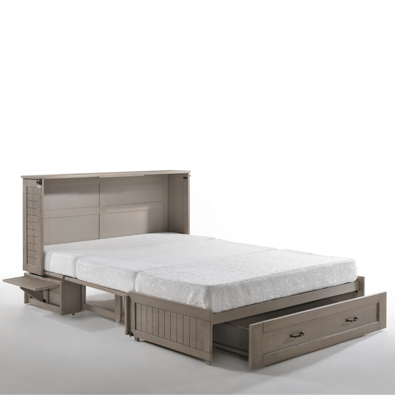 Poppy Queen Murphy Cabinet Bed Brushed Driftwood with Mattress
