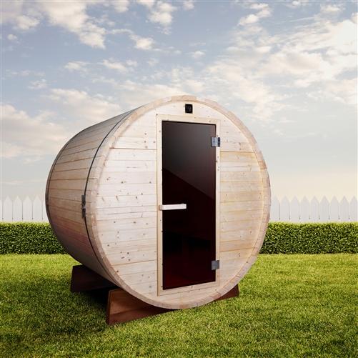 Outdoor and Indoor White Pine Barrel Sauna - 4 Person - 4.5 kW ETL Certified Heater