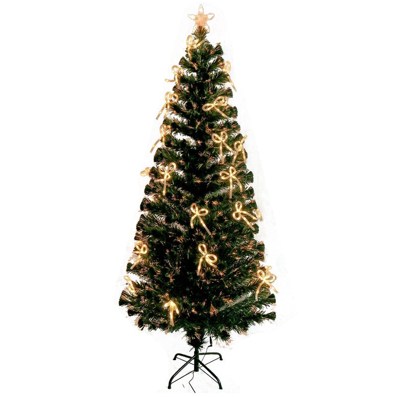 Artificial Indoor Christmas Holiday Optics Tree with White LED Bows - 6 Foot