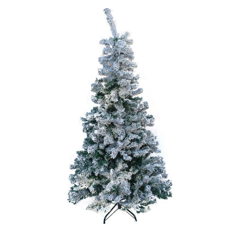Artificial Holiday Flocked Pre-Lit Christmas Tree - 6 Foot - White