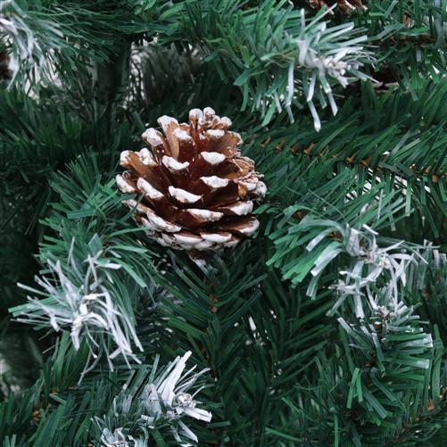 Luscious Artificial Indoor Christmas Holiday Pine Tree - 6 Foot - with White Tips and Decorative Pine Cones