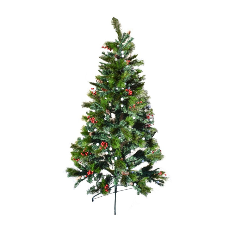 Multi-Colored Pre-Lit Artificial Bluetooth Musical Christmas Tree with Wintry Accents - 6 Foot - Green