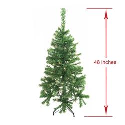 Artificial Indoor Christmas Holiday Tree - 4 Foot - with 50 Multicolored LED Lights - Green Color