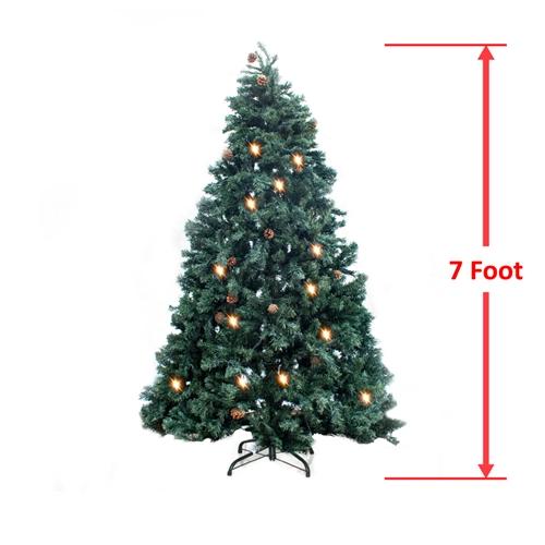 Pre-Lit Artificial Christmas Tree with Pine Cones - 7 Foot