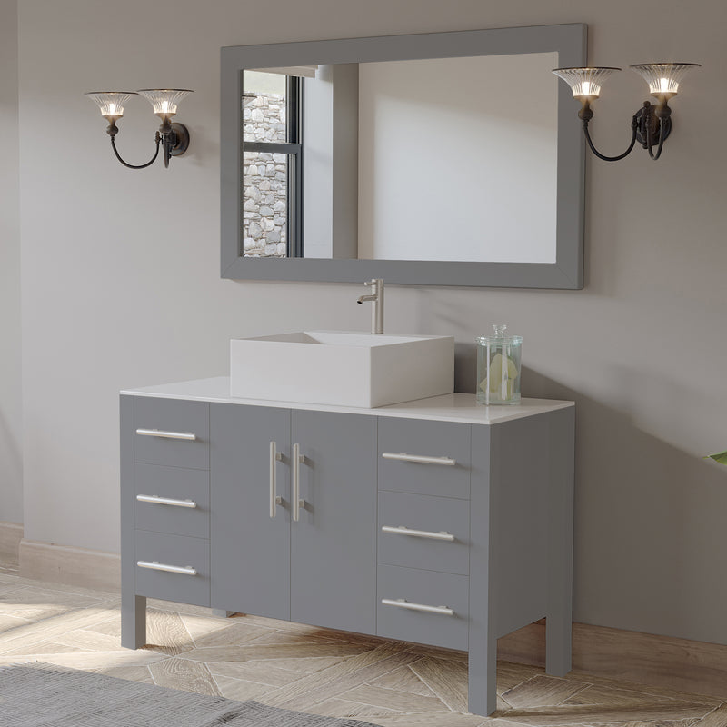 48 Inch Gray Wood and Porcelain Vessel Sink Vanity Set – 8116G