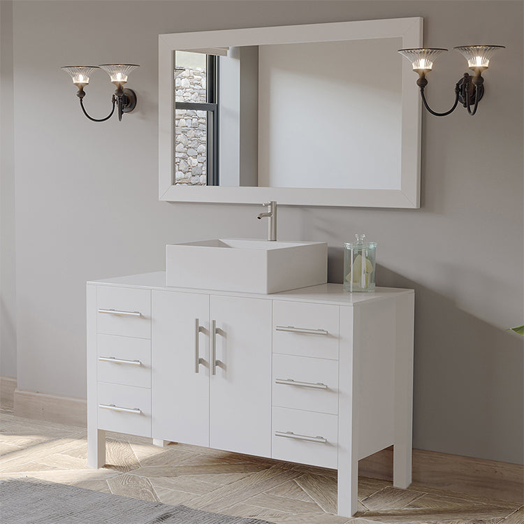 48 Inch White Wood and Porcelain Vessel Sink Vanity Set – 8116W