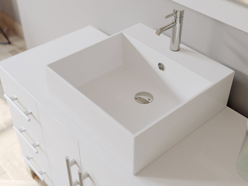 48 Inch White Wood and Porcelain Vessel Sink Vanity Set – 8116W
