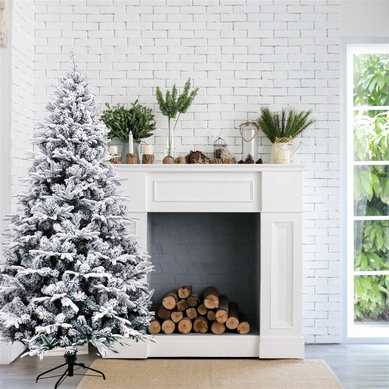 Deluxe Artificial Indoor Christmas Holiday Tree - 8 Foot - Snow Dusted