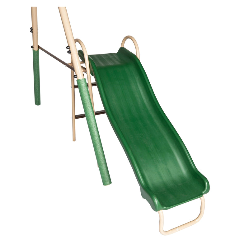 Outdoor Sturdy Child Swing Set with 2 Swings, Trapeze, Glider, and Slide