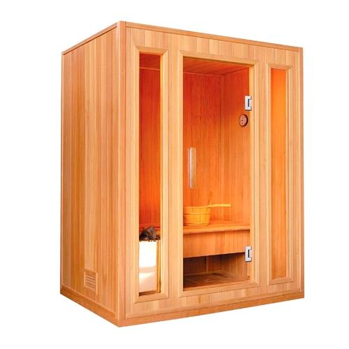 CED3KUPA 3 Person Canadian Red Cedar Wood Indoor Wet Dry Sauna with 3 kW ETL Electrical Heater