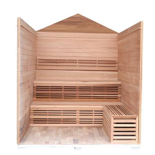 CED6PORI Outdoor Canadian Red Cedar Wet Dry Sauna - 6 Person - 6 kW ETL Electrical Heater - Stone Finish