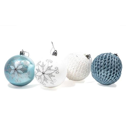 Shatterproof - Iridescent Holiday Ornament Variety Pack - Set of 9 - Blue and White