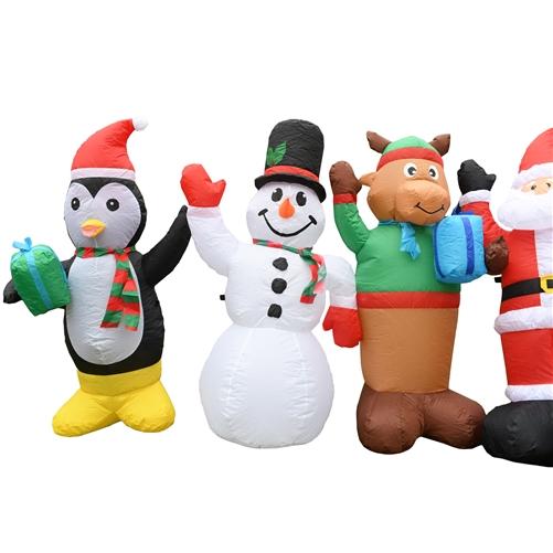 Giant Inflatable LED Waving Christmas Penguin, Snowman, Reindeer, and Santa Crew - 4 Foot