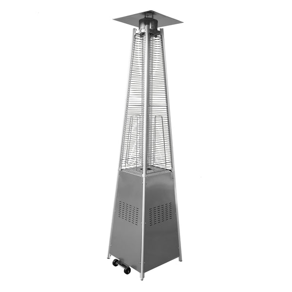 Outdoor Patio Pyramid Propane Space Heater with Adjustable Thermostat - Silver