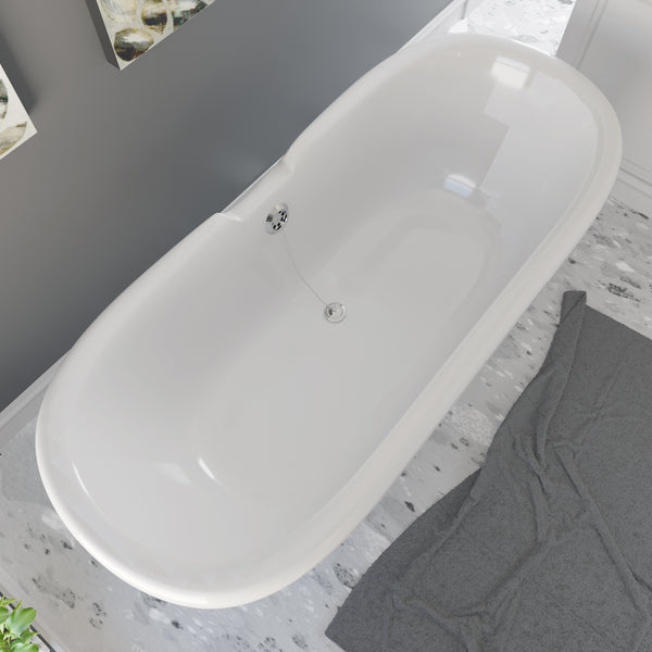 69 Inch Mineral Composite Double Ended Tub with Lion Paw Feet – ES-DE69-NH