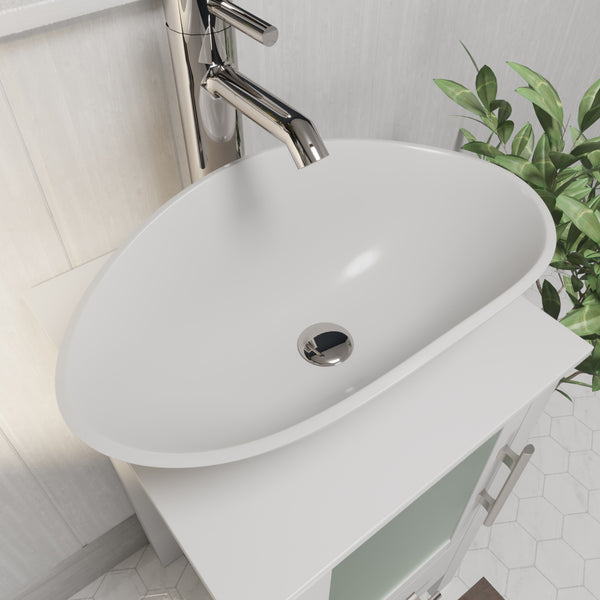 24 Inch Mineral Composite Bathroom Oval Vessel Sink – ES-OVS24