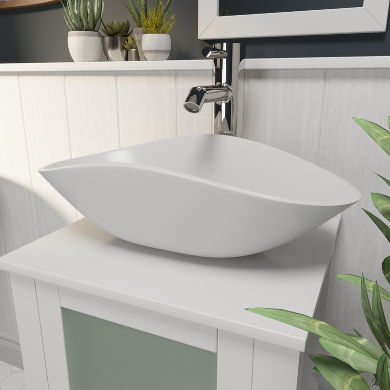 24 Inch Mineral Composite Bathroom Oval Vessel Sink – ES-OVS24