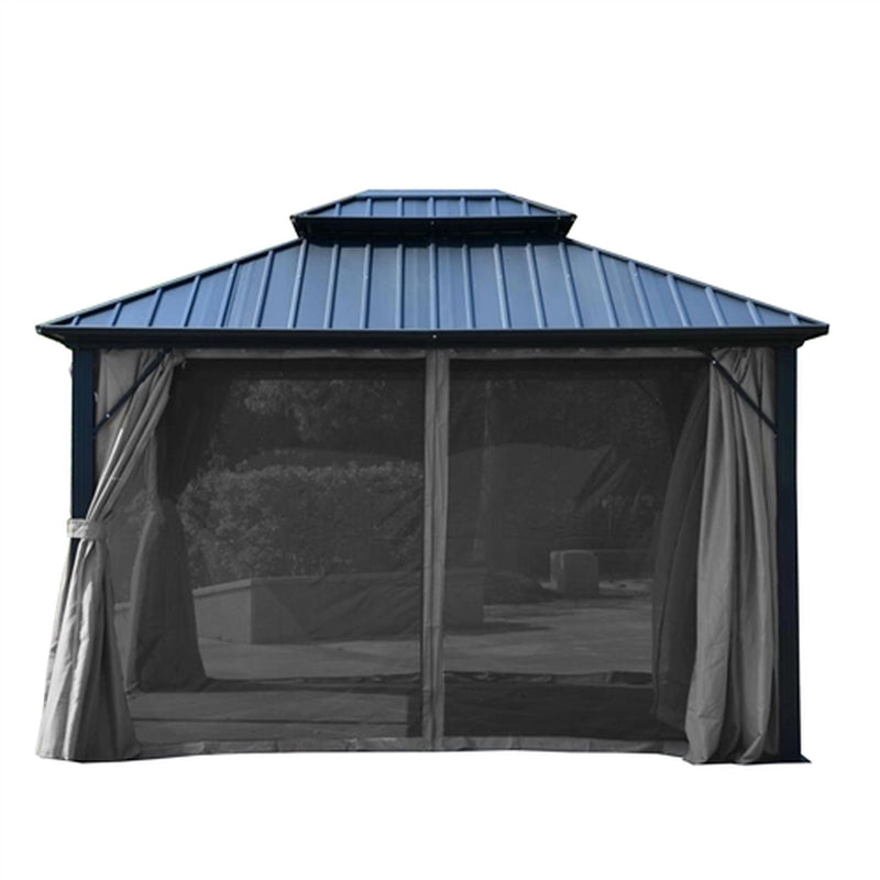UV Protectant Polyester Curtain Panels for Hardtop Gazebo - 12 x 10 Feet - Gray
