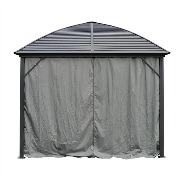 UV-Protective Polyester Curtain Panels for Hardtop Round Roof Gazebo - 10 x 10 Feet - Gray