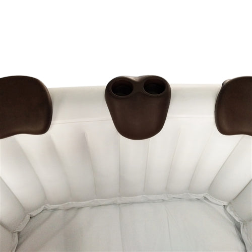 Removable 3-Piece Headrest and Drink Holder Set for Inflatable Hot Tub Spa - Brown