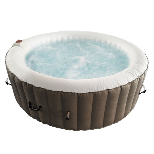 Round Inflatable Hot Tub Spa With Cover - 4 Person - 210 Gallon - Brown and White