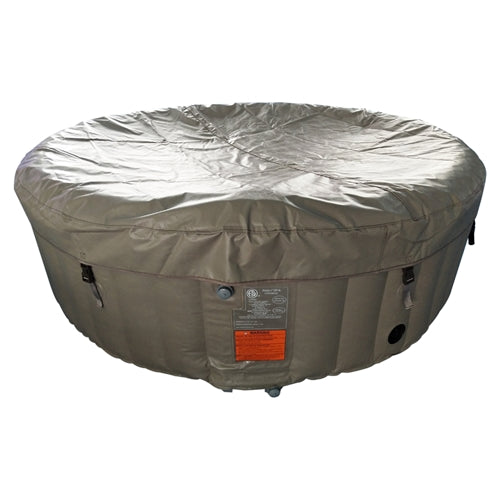 Round Inflatable Hot Tub Spa With Cover - 6 Person - 265 Gallon - Brown and White