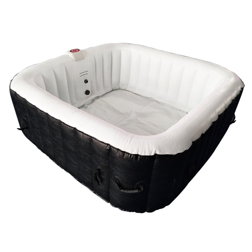 Square Inflatable Hot Tub Spa With Cover - 6 Person - 250 Gallon - Black and White