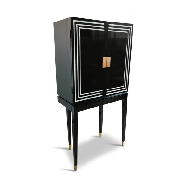 Art Deco Liqour Cabinet Black & White