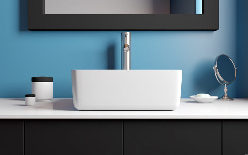 16 Inch Mineral Composite Bathroom Square Vessel Sink – ES-SVS16