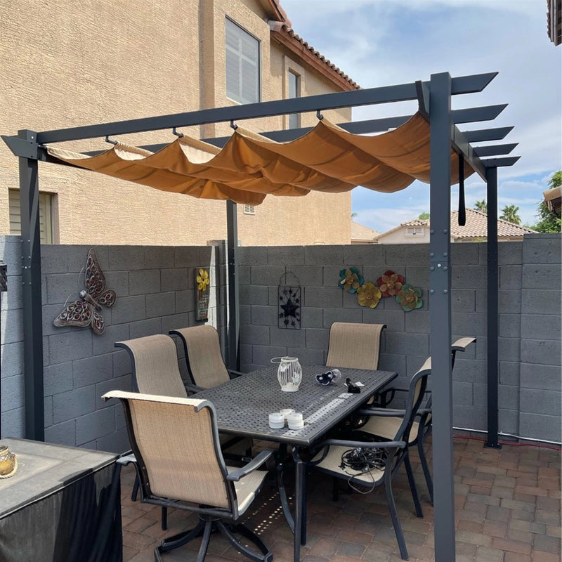 Aluminum Outdoor Retractable Canopy Pergola - 13 x 10 Ft