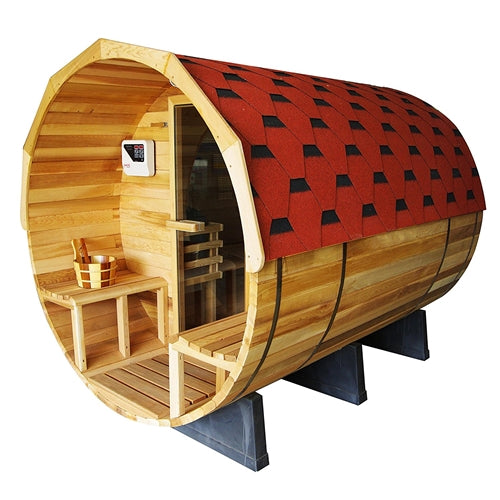 Bitumen Sauna Roof Shingle Set for 95 x 71 Inch Barrel Sauna - Red