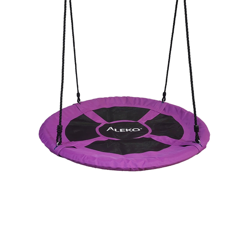 Outdoor Saucer Platform Swing with Adjustable Hanging Ropes - 40 Inches- Purple