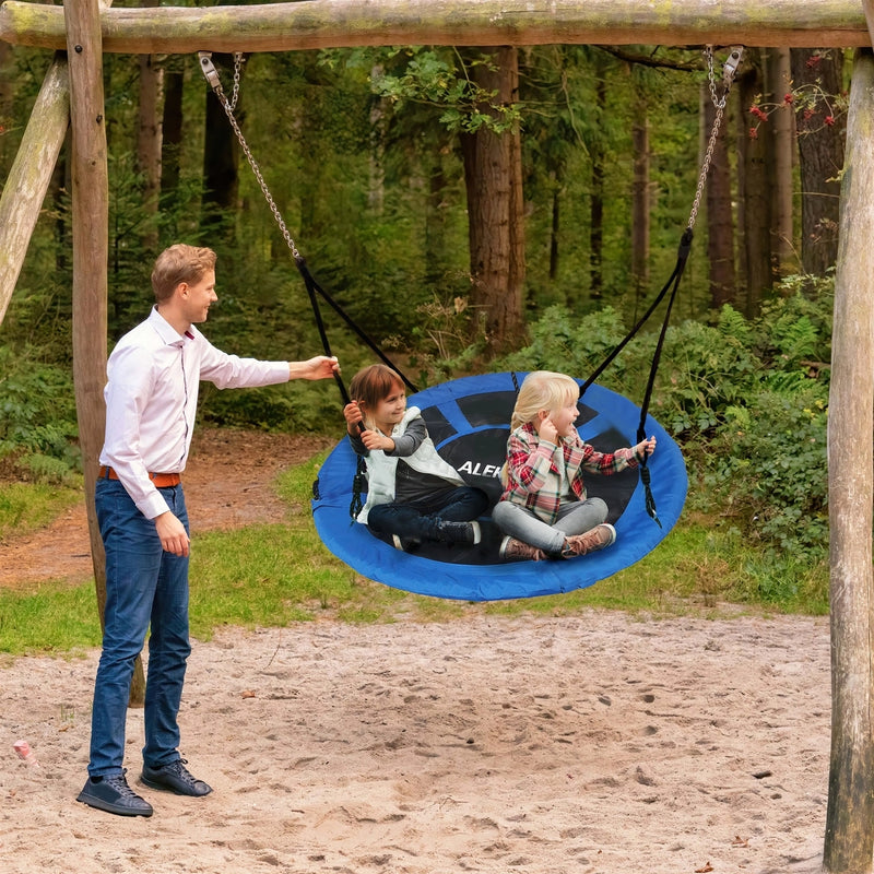 Outdoor Saucer Platform Swing with Adjustable Hanging Ropes - 47 Inches -Blue