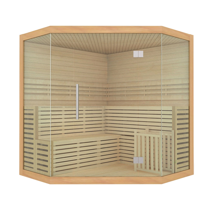 Canadian Hemlock Luxury Indoor Wet Dry Sauna with LED Lights - 6 kW ETL Certified Heater - 5 to 6 Person