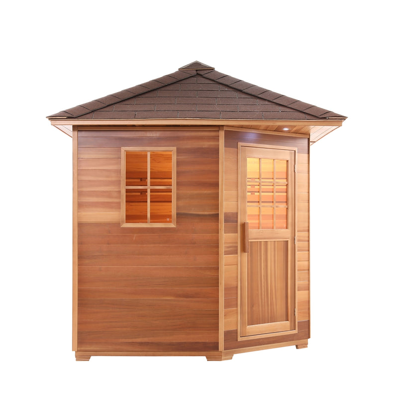 Canadian Cedar Wet Dry Outdoor Sauna with Asphalt Roof - 6 kW ETL Certified Heater - 5 Person