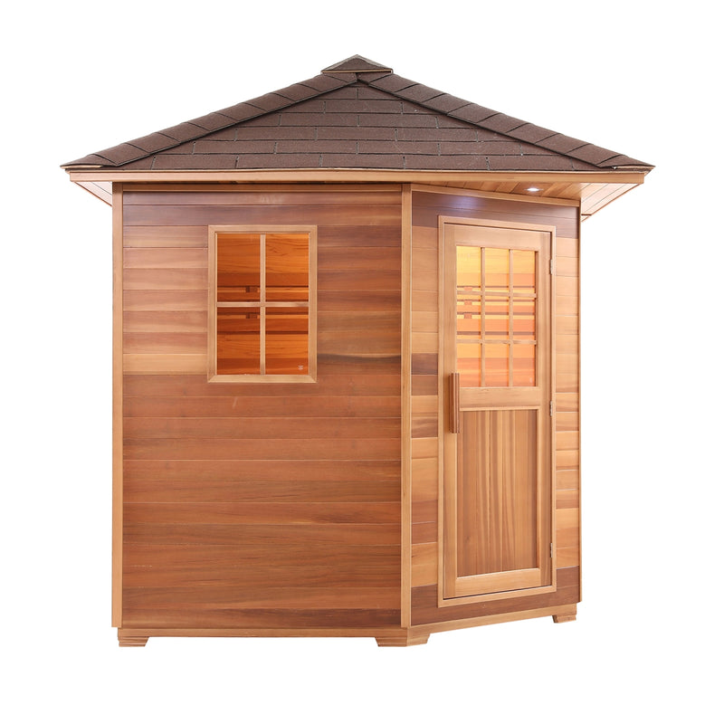 Canadian Cedar Wet Dry Outdoor Sauna with Asphalt Roof - 9 kW ETL Certified Heater - 8 Person
