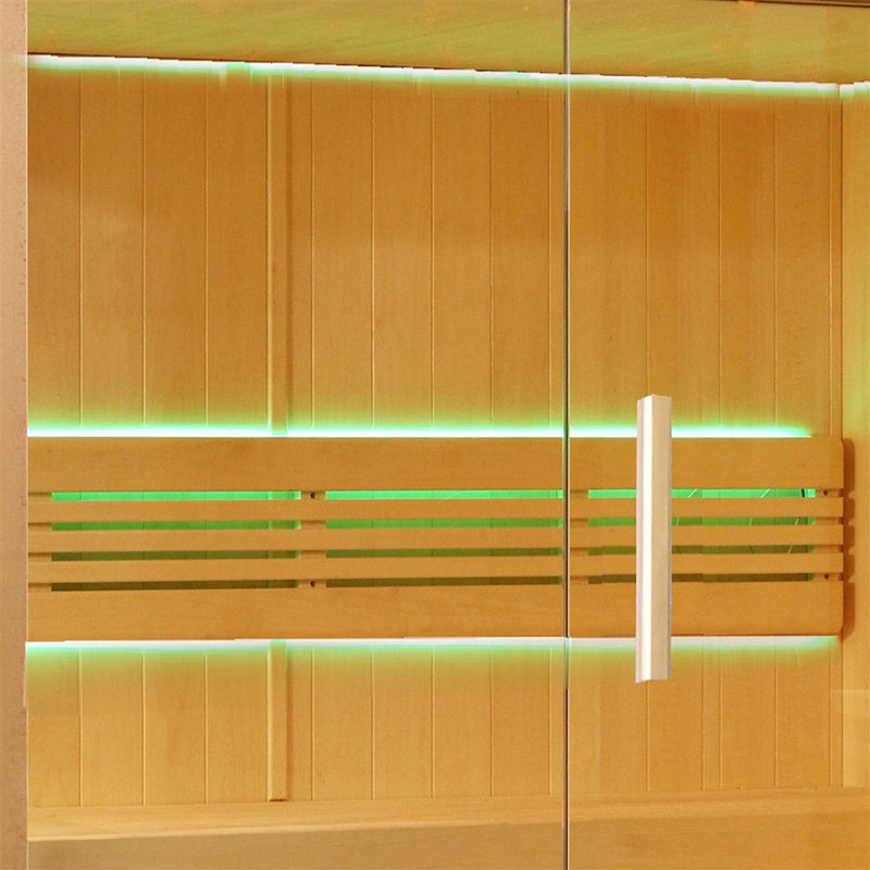 Canadian Hemlock Indoor Wet Dry Sauna with LED Lights - 4.5 kW ETL Certified Heater - 4 Person