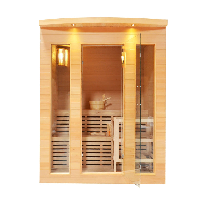 Canadian Hemlock Indoor Wet Dry Sauna with Exterior Lights - 4.5 kW ETL Certified Heater - 5 Person