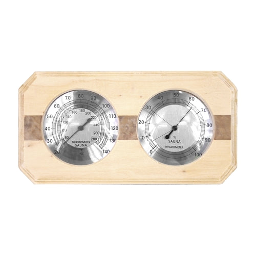 Wall-Mounted Pine Wood Thermometer and Hygrometer