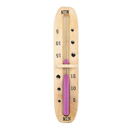 Pine Wall-Mounted Sauna Rotating Sand Timer - 15 Minute - Pink - Rounded Corners